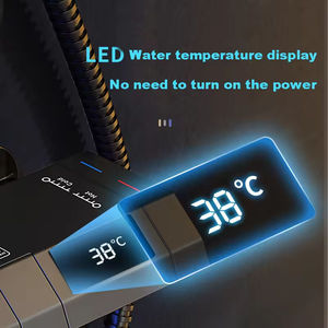 Juego de Ducha Completo, Cromado Pulido, Mezclador de Ducha Contemporáneo, Negro Blanco, Lluvia, Masaje, Latón, Termostático, Cerámica, Apartamento - Product Image 2