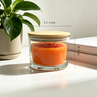 LA06T bocal en verre transparent de haute qualité 10.5oz bougies parfumées à la cire de soja colorée avec couvercle en bambou et étiquettes personnalisées