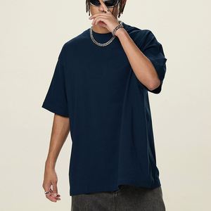 T-shirt décontracté d'été pour homme en coton 240 g/m² à col rond, manches courtes, coupe ample, couleur unie, anti-boulochage - Product Image 4
