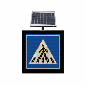 Señal de Cruce Peatonal B-14b con Energía Solar, Reflectante, 650 x 650 x 100 mm, Señal de Precaución de Seguridad Vial - Product Image 2