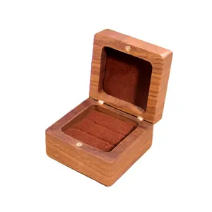 صندوق تعبئة خشبي طراز عتيق بشعار مخصص لحلي أقراط خواتم