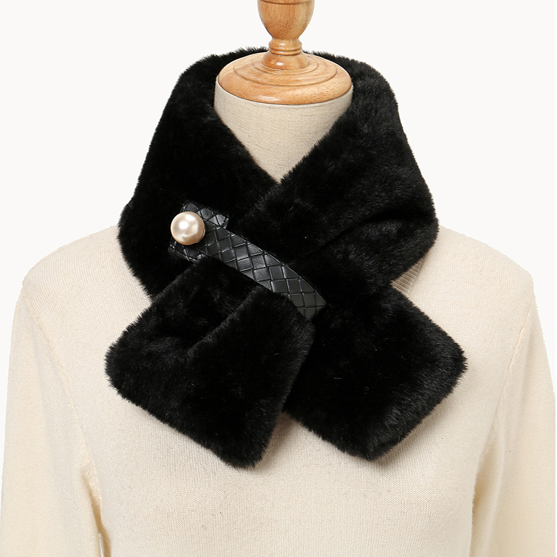 New 6 Colors Wholesale Fashion Student Cute Warmth Neck Thicken Faux Rabbit Fur Scarf for Women Winter