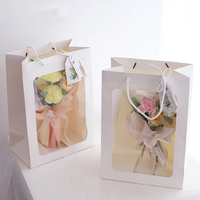 Yohpack fleur sac de transport avec fenêtre transparente en PVC pour papier de fleur étiquette privée sac en papier vitrine fleur boîte-cadeau