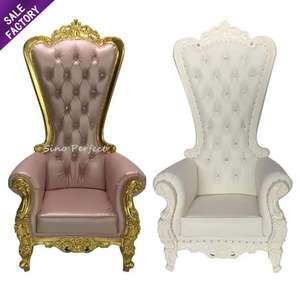 Sillas de Princesa y Rey para Banquetes, Precio al por Mayor, Sillas de Trono Reales Doradas de Lujo para Eventos, Bodas y Fiestas - Product Image 4