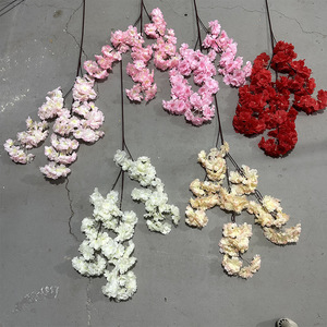 Fleurs de cerisier artificielles cryptées en soie pour décoration de mariage, bouquet ornemental de haute qualité fabriqué en Chine - Product Image 1
