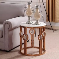 Ensembles de salon de meubles de maison modernes-Tables basses en marbre de luxe et tables d'extrémité en métal, tables d'appoint élégantes pour hôtels