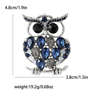 Broches de Coruja Vintage Requintados em Liga com Strass, Acessório de Corsage Feminino Versátil de Alta Qualidade, Broche Cravejado de Diamantes - Product Image 4