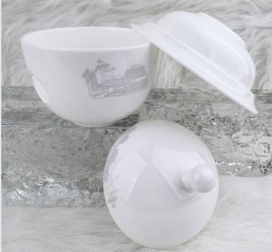 Service de pot à ragoût haut de gamme en porcelaine fine, motif floral vigne, bordure dorée raffinée, avec bol à soupe individuel et soucoupe pour une vaisselle de qualité supérieure - Product Image 3