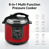 Cuisinière électrique multifonctionnelle programmable 8-en-1 de 1000 W avec écran numérique LED, commande à une touche, cuve intérieure antiadhésive