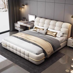 Muebles de Dormitorio Modernos de Lujo en Madera, Camas Tapizadas Suaves, Juego de Base de <span class=keywords><strong>Cama</strong></span> <span class=keywords><strong>Doble</strong></span>, Super King y Matrimonial con Almacenamiento, Últimos Diseños - Product Image 2