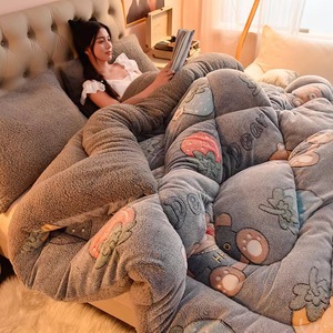 Vua Kích Thước Trọng Siêu Mềm Mại Ấm Áp Cừu San Hô Bộ Đồ Giường 100% Polyester Lông Cừu Chăn Cho Mùa Đông - Product Image 4