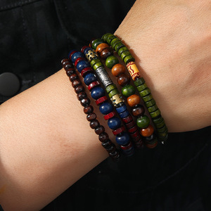 <span class=keywords><strong>Bracelet</strong></span> de perles mixtes en bois multicolores de style ethnique DIY <span class=keywords><strong>Bracelet</strong></span> de perles multicouches pour hommes en gros N25622 - Product Image 6