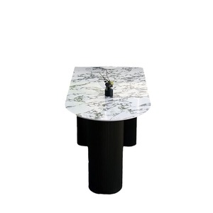 Mesa de Comedor Ovalada de Mármol con Base Negra para Apartamentos Pequeños, Diseño Estable - Product Image 4