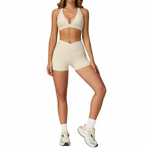 Disko Sport Ensemble de yoga deux pièces couleur unie col carré dos nageur pour femme, vêtements d'entraînement TZ2044 - Product Image 4