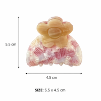 Pince à cheveux élégante personnalisée en acétate demi-lune motif floral marbré, pince à cheveux tendance en gros pour femmes