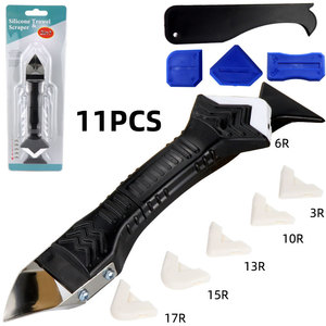 Silicone Trowel Scraper 11Pcs Stainless Steel Blade Ergonomic Handle For Grouting And Caulking DIY Tools - Product Image 1