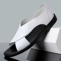 Sandales Homme en Cuir PU à Enfiler Grande Taille 47/48 Décontractées d'Été pour Extérieur Style Romain Semelle Souple Antidérapante Chaussures de Plage