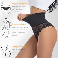 Culotte gainante taille haute en dentelle pour femme, string sexy, effet ventre plat, post-partum, respirante et confortable