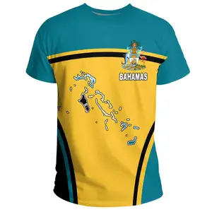 2023 Großhandel Custom ize Karibik Inseln Bahamas Flagge Hochwertige Sublimation Shirt Custom Printing T Casual Shirt für Männer