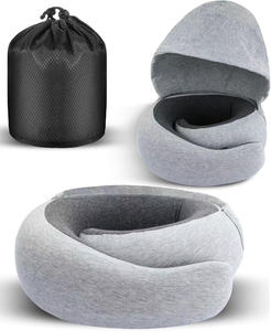 Portable Roll-up Hooded Travel Neck Pillow Memory Foam with <b>Storage</b> Bag for Airplane Travel Sleep Support <b>Cushion</b> - Product Image 5
