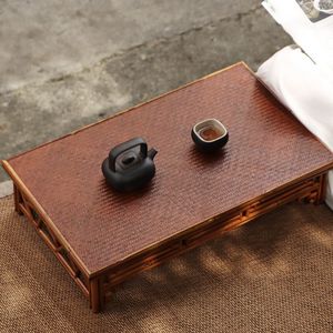 Table à thé en bambou de style chinois, petite table carrée rétro colorée pour service à thé - Product Image 1