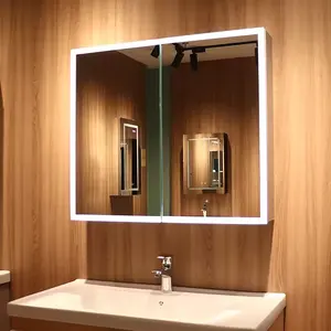 Miroir intelligent de salle de bain avec écran tactile, miroirs muraux LED pour salle de bain, armoire de salle de bain avec miroir