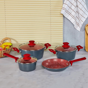Modern <b>Ceramic</b> Marble Coated 7-Piece Pot <b>Pan</b> Glass Lids Bakelite Handles Forged Non-Stick Aluminum Cookware Set - Product Image 6