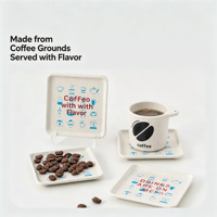 Sous-verres durables en grains de café recyclés, de qualité alimentaire, carrés, résistants à la chaleur, décor de table amusant pour la maison, le café, le bar