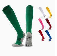 Chaussettes de sport épaisses OEM montantes jusqu'au genou, en tricot côtelé avec soutien de la voûte plantaire, pour uniforme d'équipe de football et de rugby, chaussettes athlétiques longues, vente en gros, logo personnalisé