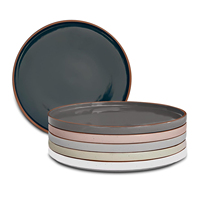 Ensemble de 6 assiettes plates en céramique personnalisées, 10,5 pouces, bord haut, vaisselle moderne, vaisselle de cuisine en porcelaine, plats de service