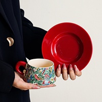 Ensemble tasse et soucoupe en céramique de luxe festif – Cadeau de mariage pour jeunes mariés, coffret élégant, paire non imprimée