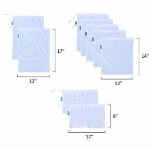 Premium Recycled Polyester Mesh Produce <b>Bags</b> Double-Stitched Strength with Tare Weight on Tags - Product Image 3