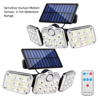 3 lampes solaires à têtes réglables avec panneau solaire séparé, applique murale solaire, lumière d'extérieur à détection de mouvement pour cour