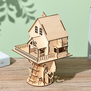 Modèle de bâtiment de style européen, <span class=keywords><strong>puzzle</strong></span> 3D en bois, maison à assembler soi-même, villa créative, jouet artisanal, âges 6-13 - Product Image 6