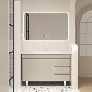 Nuevo mueble de baño blanco con espejo LED y lavabo de cerámica integrado - Product Image 4