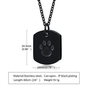 TTT Hot Selling Steel New Customizable Necklace Removable Pet Cremation Urn Necklace For Dogs Cats