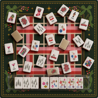 Jeu de tuiles de mahjong américain 160 pièces Thème Noël Père Noël Champagne Pliable Moderne Acrylique 2 couches Vente en gros Livraison rapide