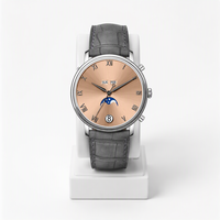Montre mécanique automatique OEM avec logo personnalisé 9015, 38 mm, acier 316L, saphir, phase de lune, calendrier, rétro, formelle, pour homme, montre-bracelet GM0061