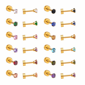 Boucles d'oreilles géométriques élégantes en alliage de zinc avec serti à griffes rondes pour femme, bijoux de mode, cadeau - Product Image 5