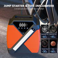 Démarreur de voiture 4000A de pointe, 24000mAh, avec compresseur d'air portable 60W 6L et gonfleur pour camions et véhicules, idéal pour les secours routiers