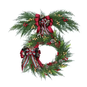 クリスマスデコレーション花輪ホリデーウィンドウハンギングシミュレーションクリスマスツリーの枝ドア壁掛けパティオデコレーション