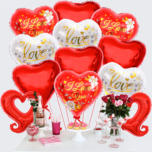 Màu đỏ và trắng tôi yêu bạn bóng bay 18 inch gói 12 quả bóng trái tim màu đỏ cho ngày Valentine trang trí hình trái tim bóng bay - Product Image 6