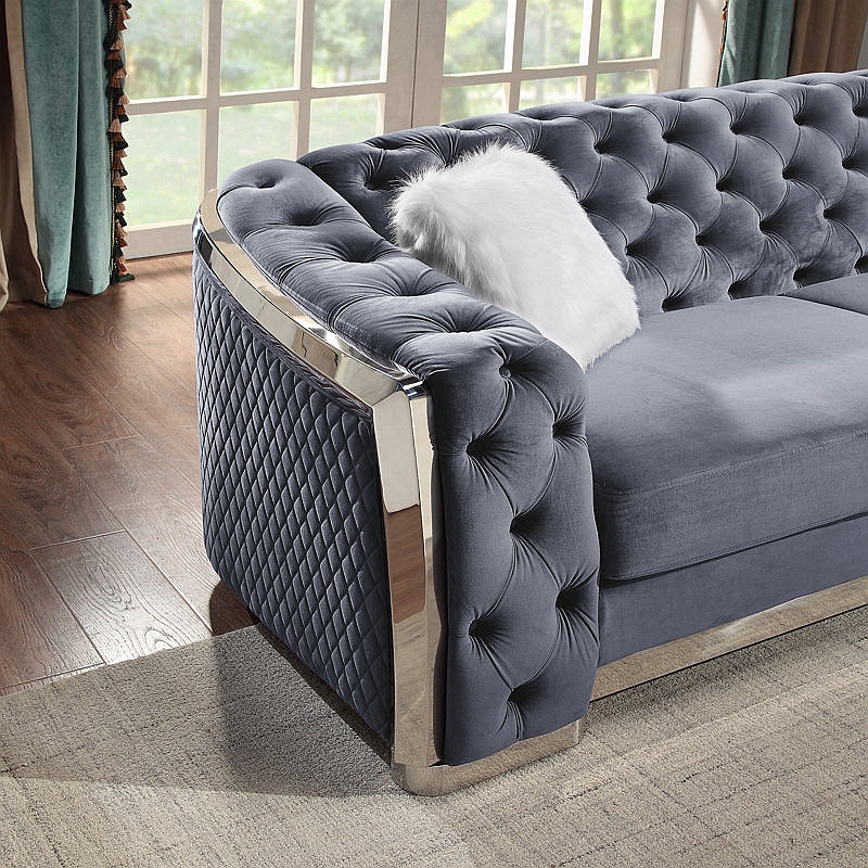 sofa set grey and silver