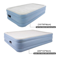 Lit de matelas pneumatique gonflable surélevé Premium Queen Size 203x152x46cm avec surface floquée à pompe intégrée pour un usage domestique intérieur