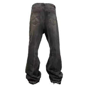 Manufacture OEM Custom Jeans Fashion Full length Hip Hop Low Rise Baggy Jeans loose Mens Denim Pants
