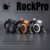 Laisse rétractable multifonctionnelle 5 en 1 pour chien avec lumière LED, laisse en nylon robuste rechargeable par USB pour grands chiens jusqu'à 50 kg