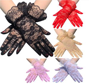 Gants courts en dentelle fleurie sexy pour mariage, décoration de banquet pour femme, personnalisation d'usine, échantillon disponible - Product Image 2