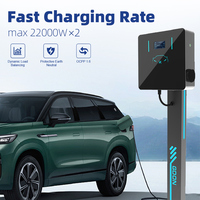 GDON 44kW Kommerzielle EV-Ladestation mit zwei Anschlüssen 2 x 22kW Steckdose Stufe 2 Wand halterung 3-Phasen-Ladegerät für Elektroautos ohne Kabel