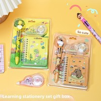 Ensemble de papeterie de dessin animé, stylo à bille six couleurs, trousse de correction trois pièces, cadeaux de récompense pour étudiants, fournitures scolaires, modèle MC