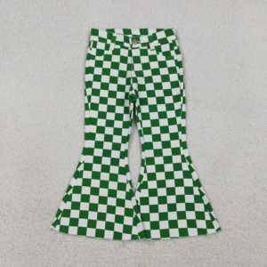 Jeans Vaqueros Casuales Ligeros y Transpirables con Estampado a Cuadros Verde San Patricio para Niñas Pequeñas, Pantalones Vaqueros para Niños al por Mayor - Product Image 3